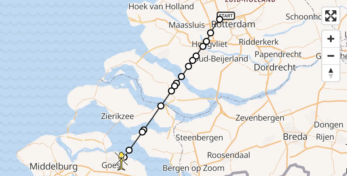 Routekaart van de vlucht: Lifeliner 2 naar Kattendijke, Arlandabaan Platformzijde