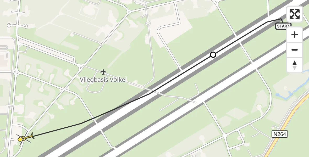 Routekaart van de vlucht: Lifeliner 3 naar Vliegbasis Volkel, Zeelandsedijk