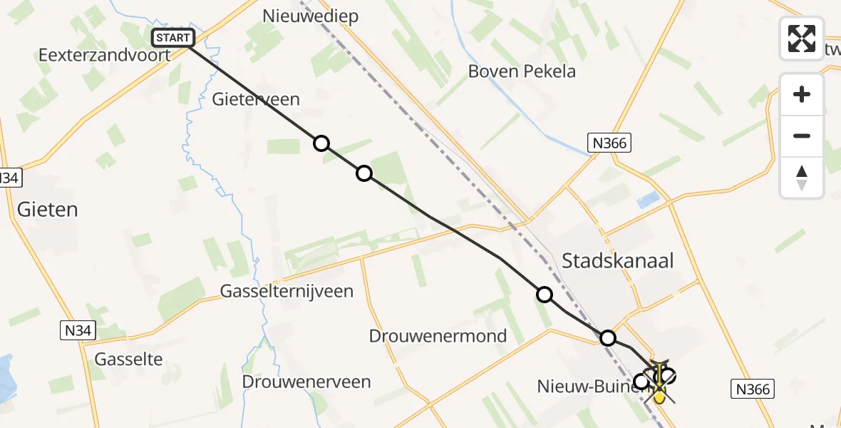 Routekaart van de vlucht: Lifeliner 4 naar Musselkanaal, Kopweg