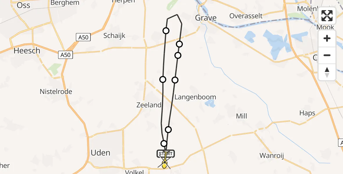 Routekaart van de vlucht: Lifeliner 3 naar Vliegbasis Volkel, Bovenste Trent