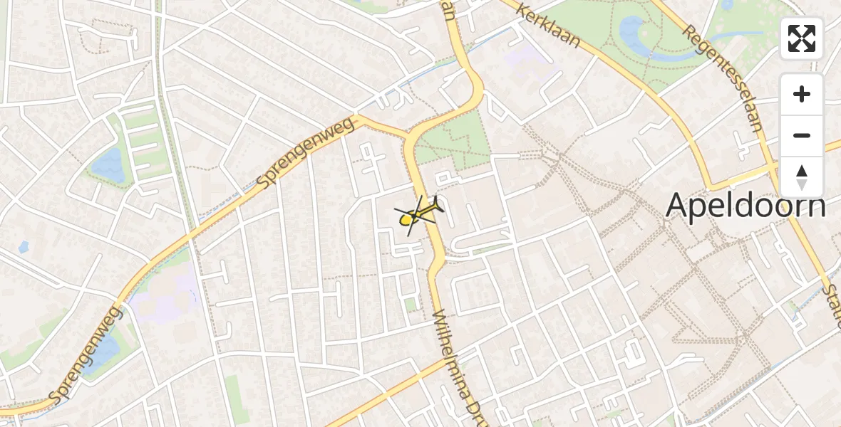 Routekaart van de vlucht: Politieheli naar Apeldoorn