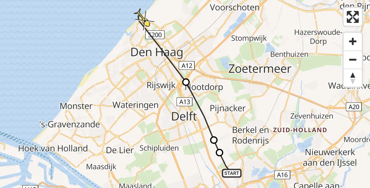 Routekaart van de vlucht: Lifeliner 2 naar Den Haag, Alkmaarsestraat
