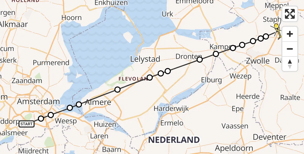 Routekaart van de vlucht: Politiehelikopter naar Rouveen, Hoedbrug