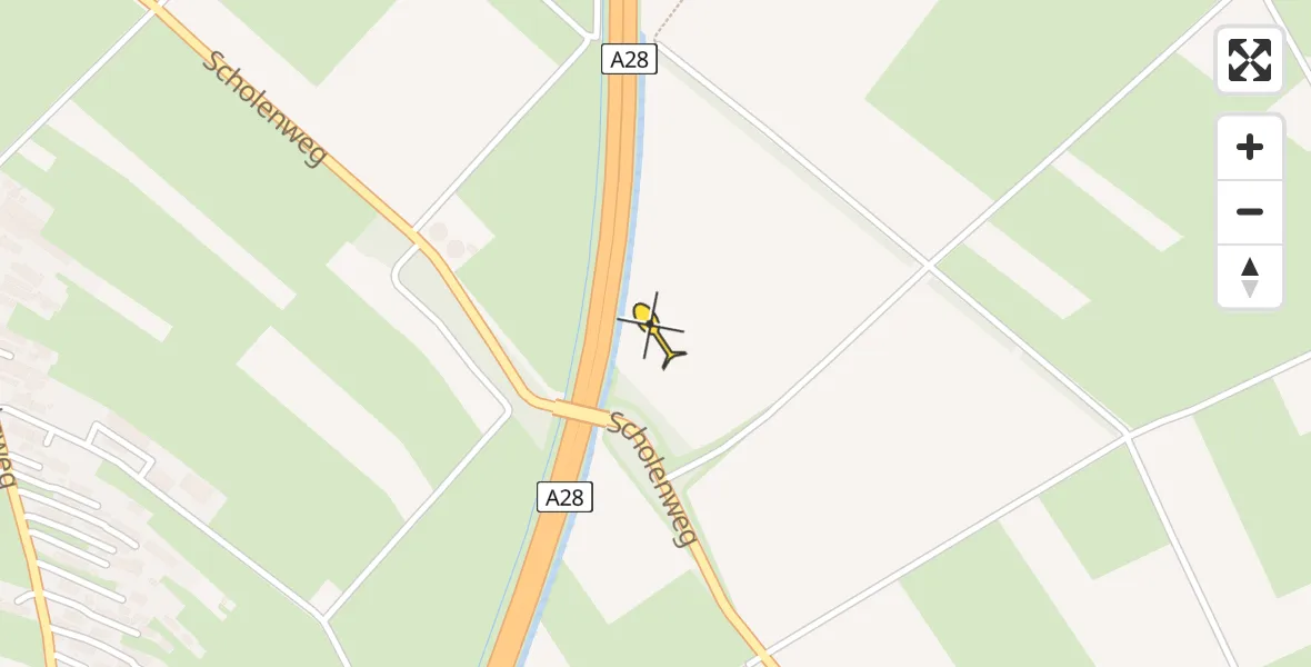 Routekaart van de vlucht: Politiehelikopter naar Rouveen