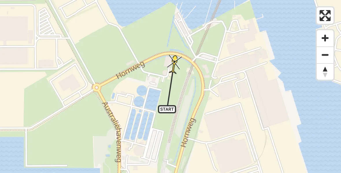 Routekaart van de vlucht: Lifeliner 1 naar Amsterdam Heliport, Hornweg