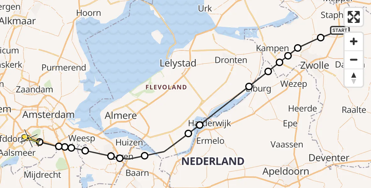 Routekaart van de vlucht: Politiehelikopter naar Amstelveen, Schipgravenweg
