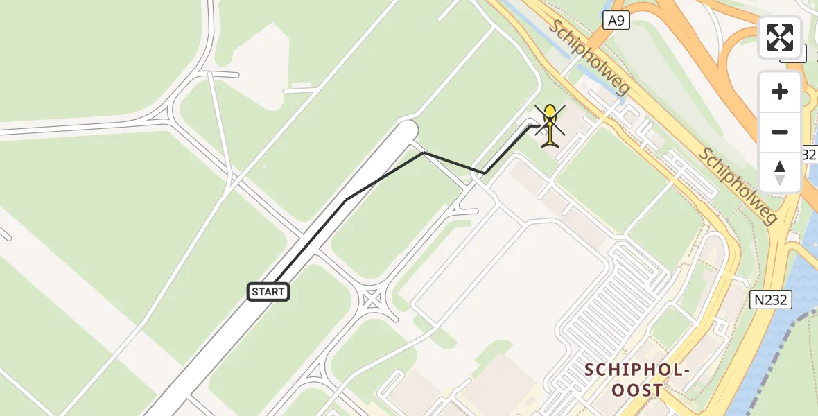 Vluchtroute Politiehelikopter van Schiphol naar Schiphol