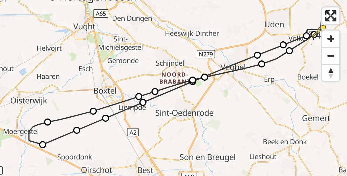 Routekaart van de vlucht: Lifeliner 3 naar Vliegbasis Volkel, Jochem de Wildstraat