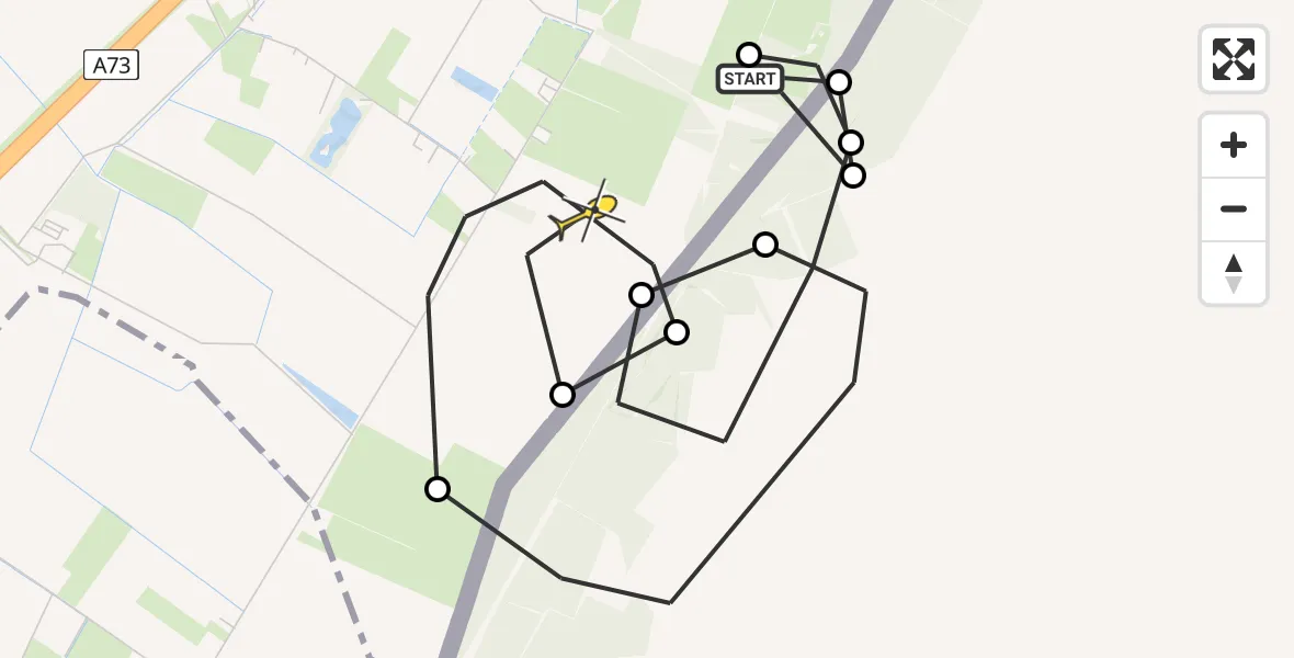 Routekaart van de vlucht: Politieheli naar Belfeld, Bovenste Schorfweg