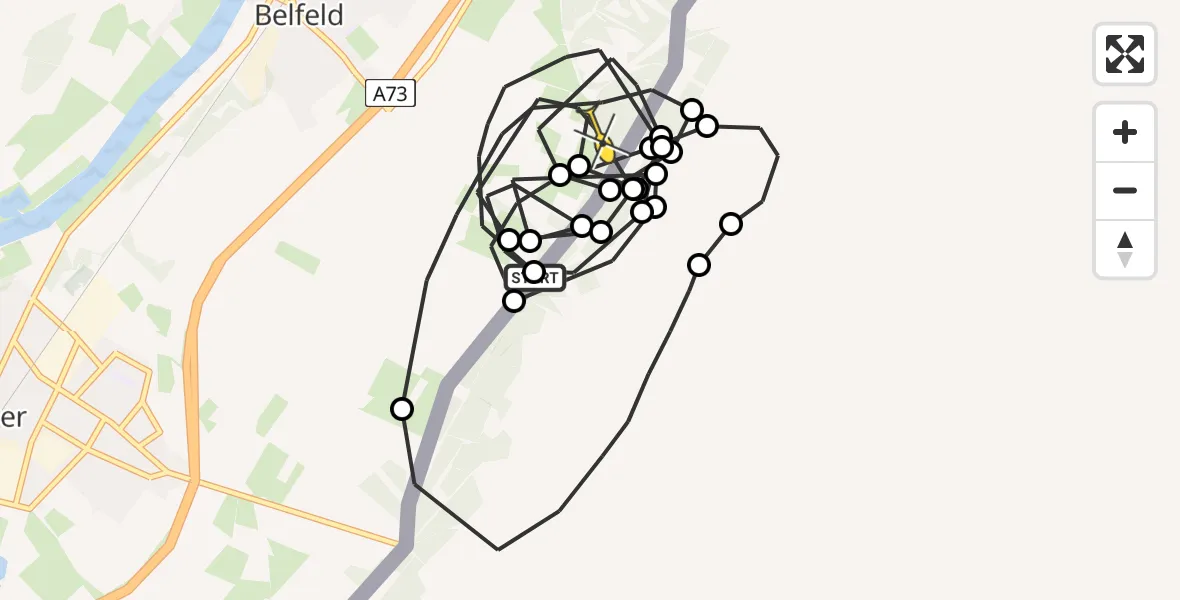 Routekaart van de vlucht: Politieheli naar Belfeld, Bovenste Schorfweg