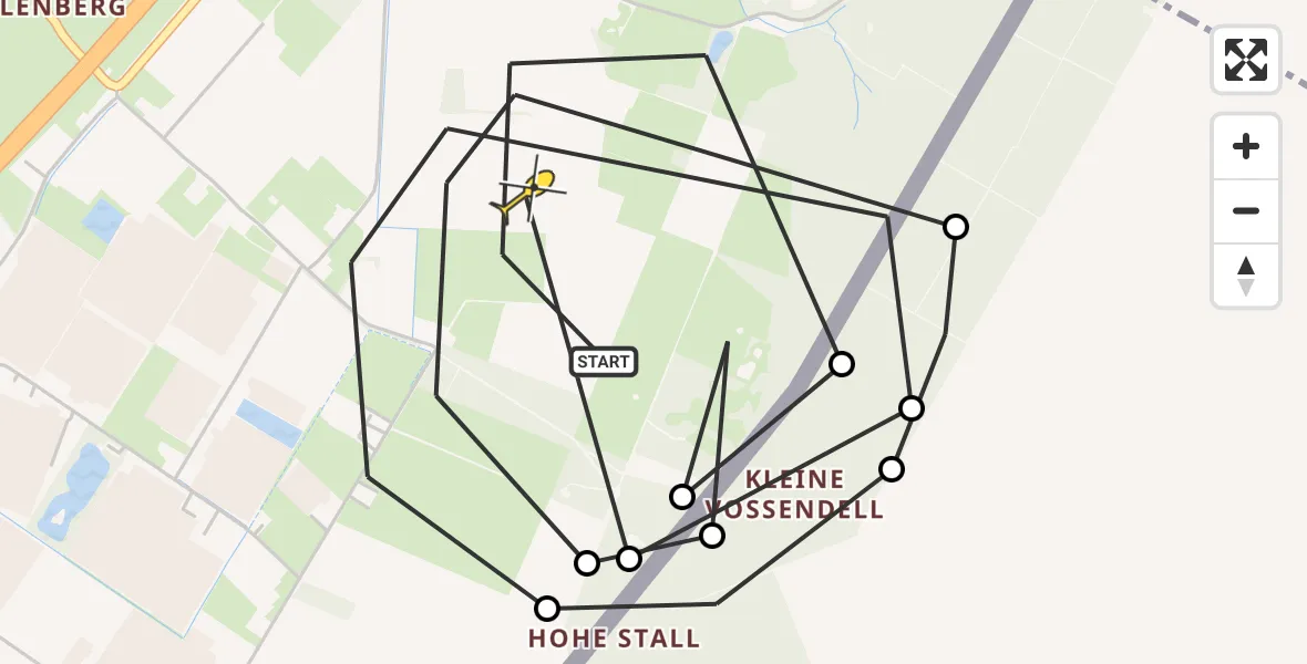 Routekaart van de vlucht: Politieheli naar Belfeld, Bovenste Schorfweg