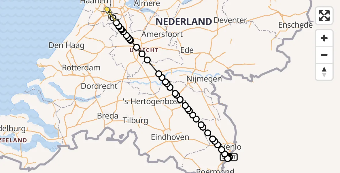 Routekaart van de vlucht: Politieheli naar Aalsmeer, In de Kôele