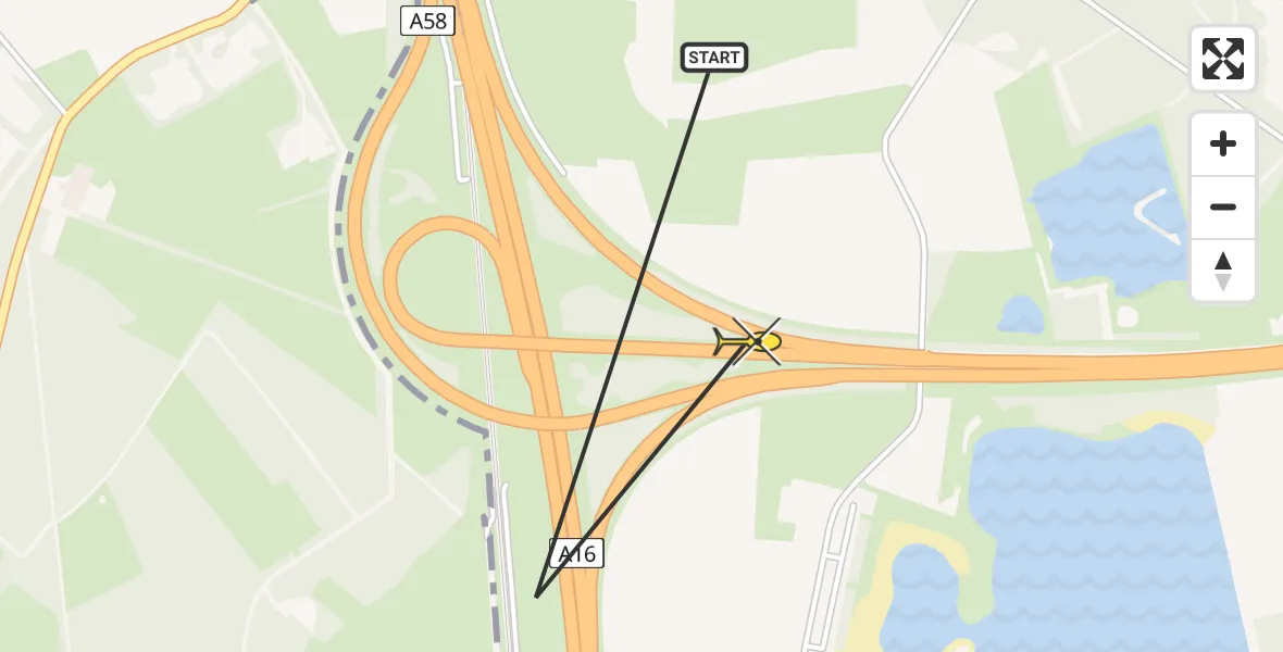 Routekaart van de vlucht: Lifeliner 2 naar Breda