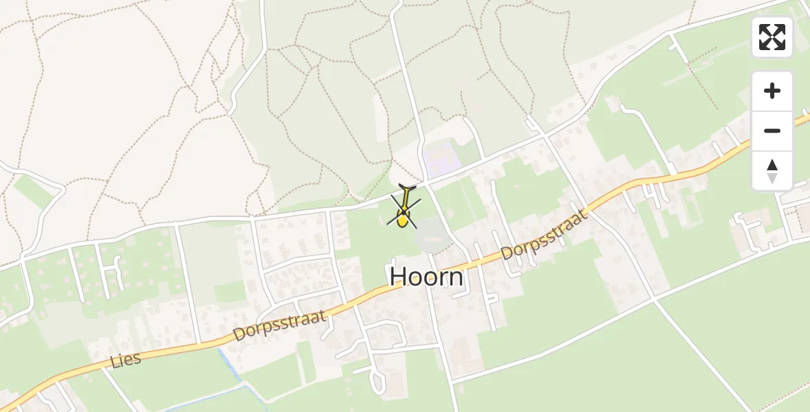 Vluchtroute Ambulancehelikopter van Hoorn naar Hoorn