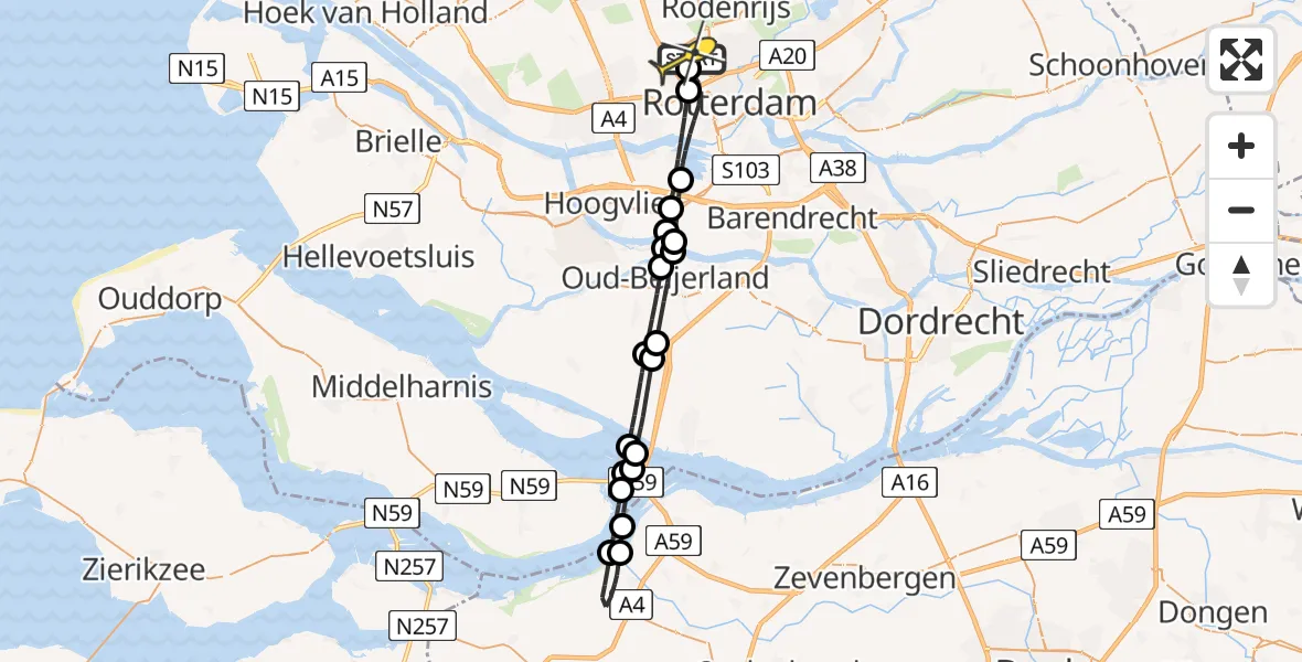 Routekaart van de vlucht: Lifeliner 2 naar Rotterdam The Hague Airport, Terletpad