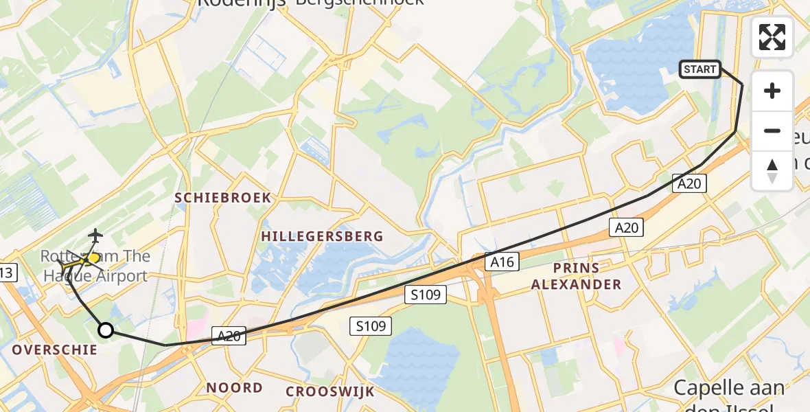 Routekaart van de vlucht: Lifeliner 2 naar Rotterdam The Hague Airport, Otto van Tussenbroekstraat