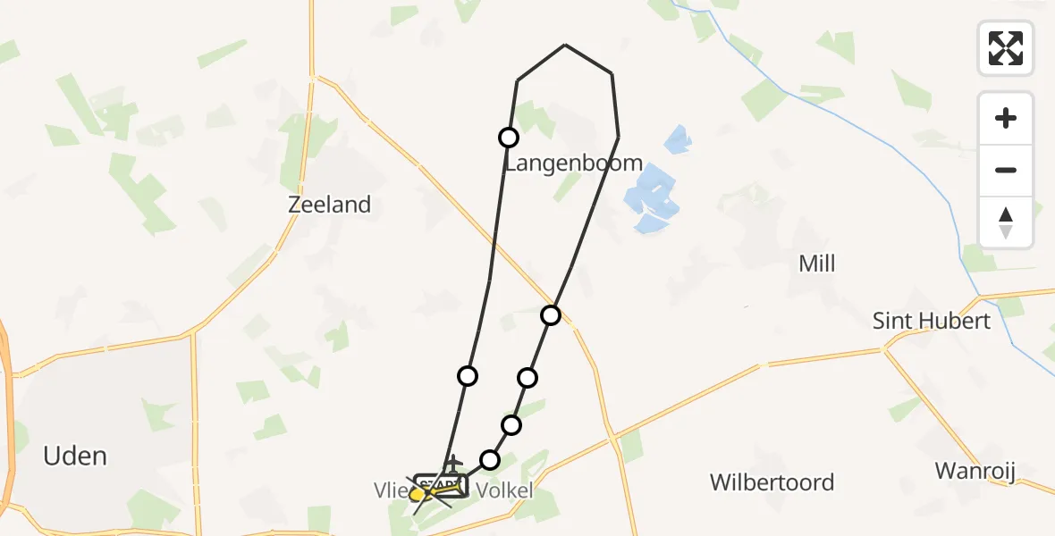 Routekaart van de vlucht: Lifeliner 3 naar Vliegbasis Volkel, Zeelandsedijk