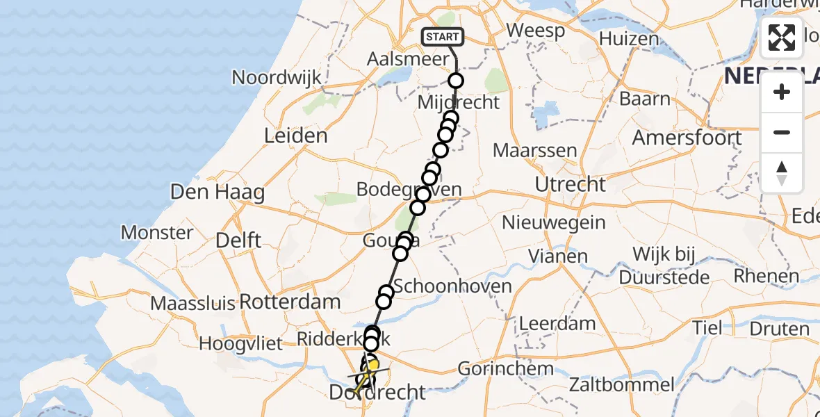 Routekaart van de vlucht: Politiehelikopter naar Zwijndrecht, Bovenkerkerweg