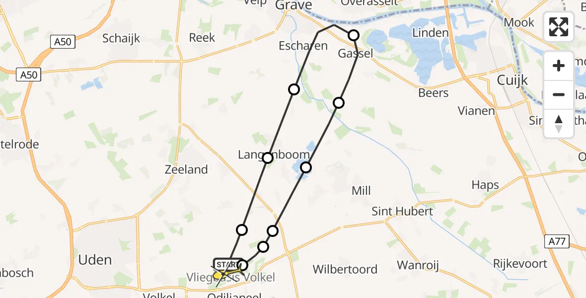 Routekaart van de vlucht: Lifeliner 3 naar Vliegbasis Volkel, Spoorweg