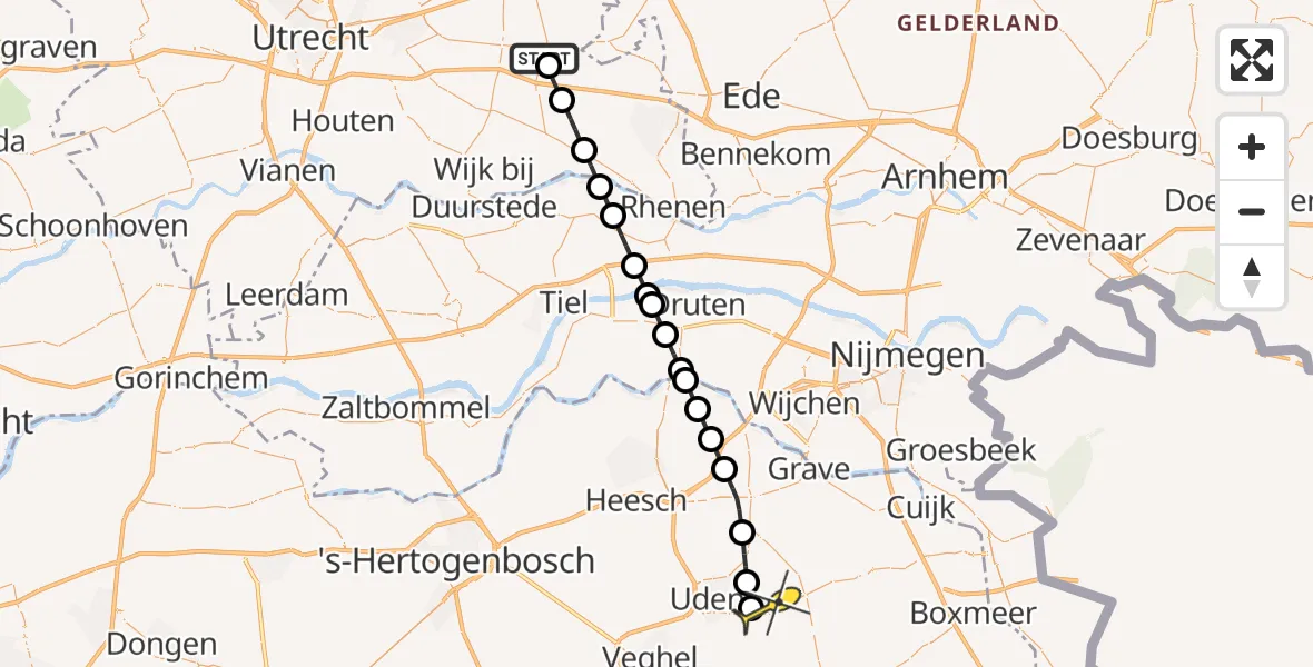 Routekaart van de vlucht: Lifeliner 3 naar Vliegbasis Volkel, Griftdijk