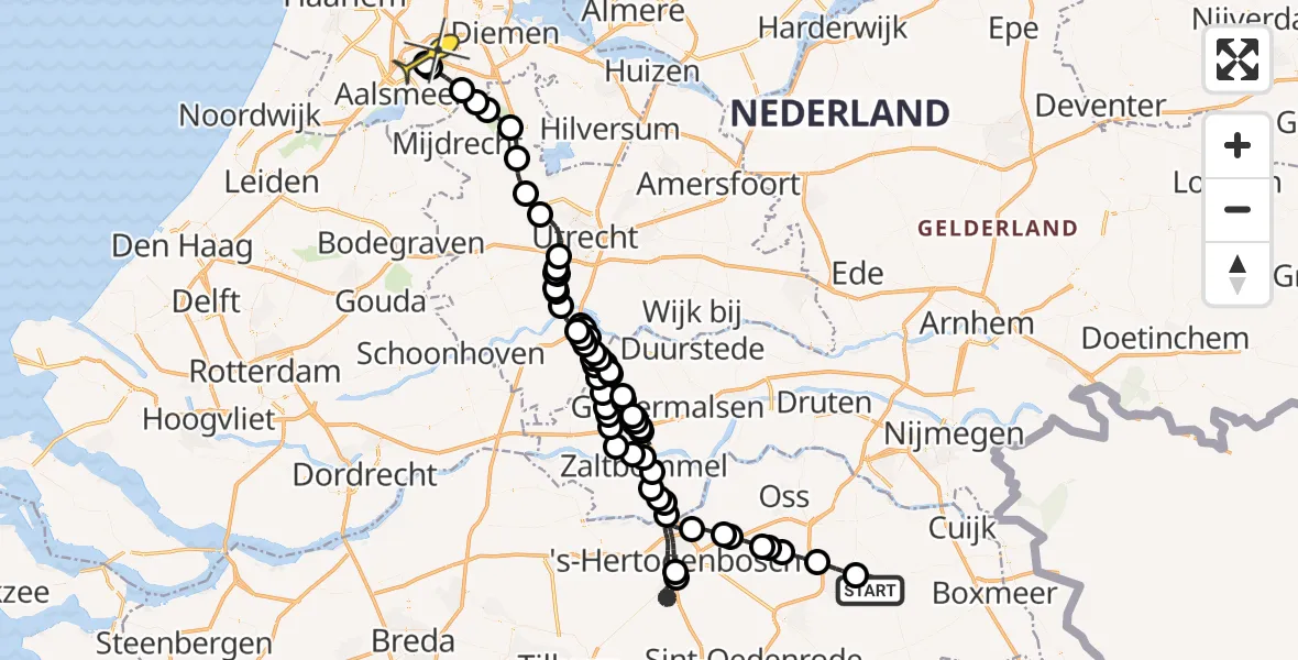 Routekaart van de vlucht: Politieheli naar Schiphol, Zeelandsedijk