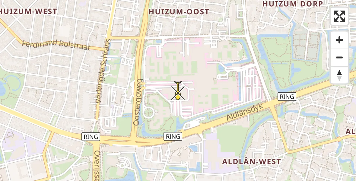 Routekaart van de vlucht: Ambulancehelikopter naar Leeuwarden