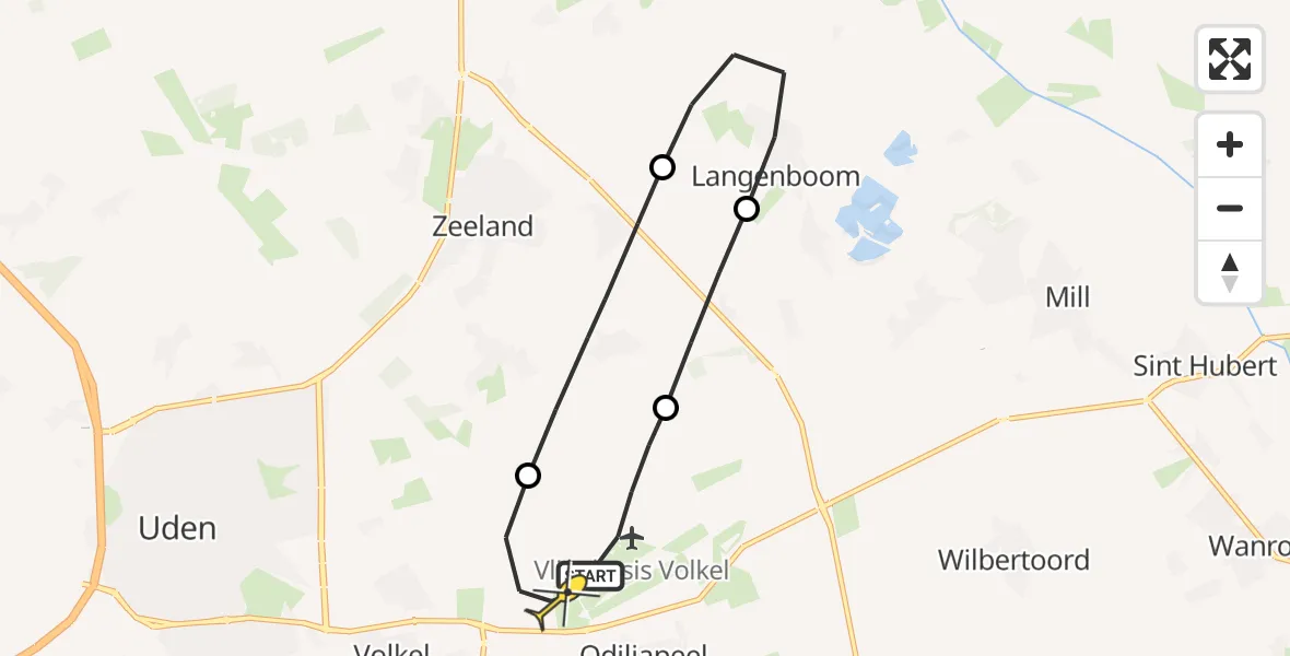 Routekaart van de vlucht: Lifeliner 3 naar Vliegbasis Volkel, Zeelandsedijk