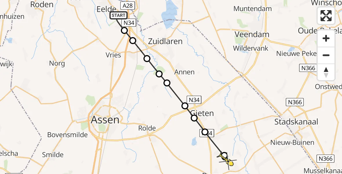 Routekaart van de vlucht: Lifeliner 4 naar Bronneger, Vissersweg