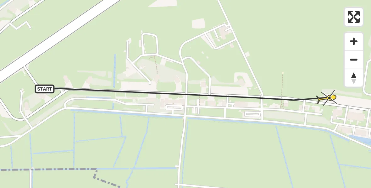 Routekaart van de vlucht: Ambulanceheli naar Vliegbasis Leeuwarden, Keegsdijkje