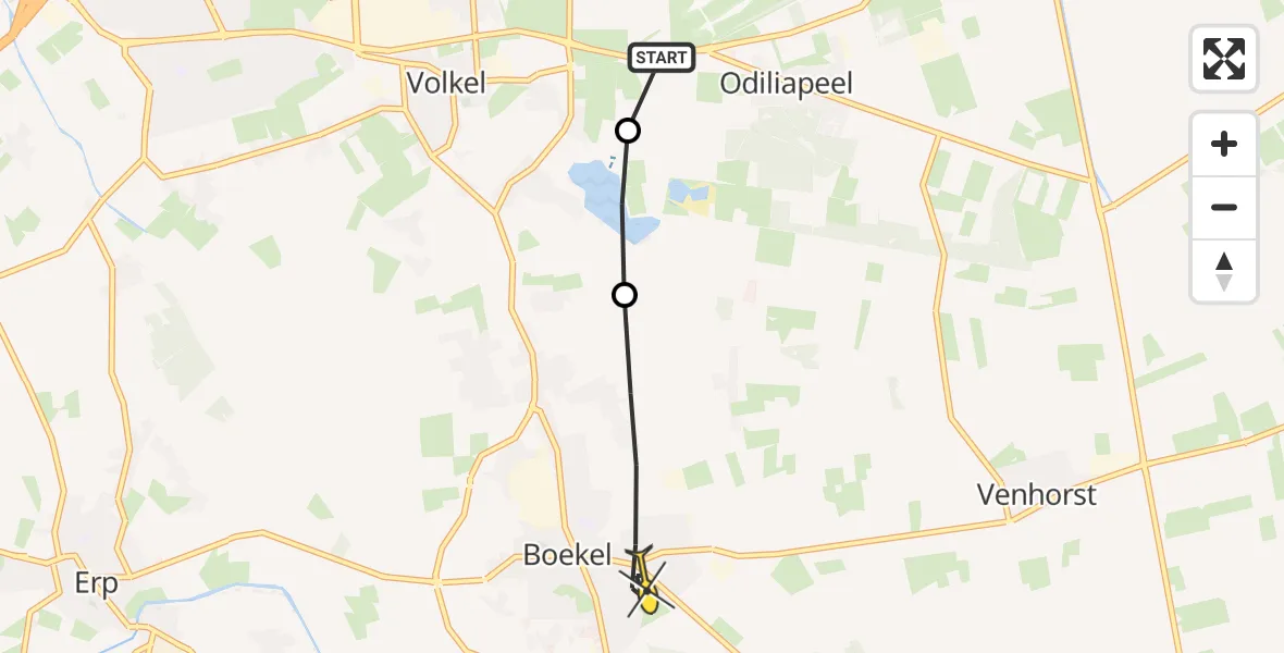 Routekaart van de vlucht: Lifeliner 3 naar Boekel, Schuttersweg