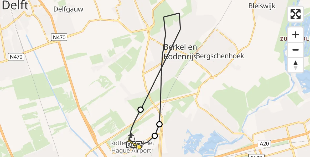 Routekaart van de vlucht: Lifeliner 2 naar Rotterdam The Hague Airport, Kooikerpad