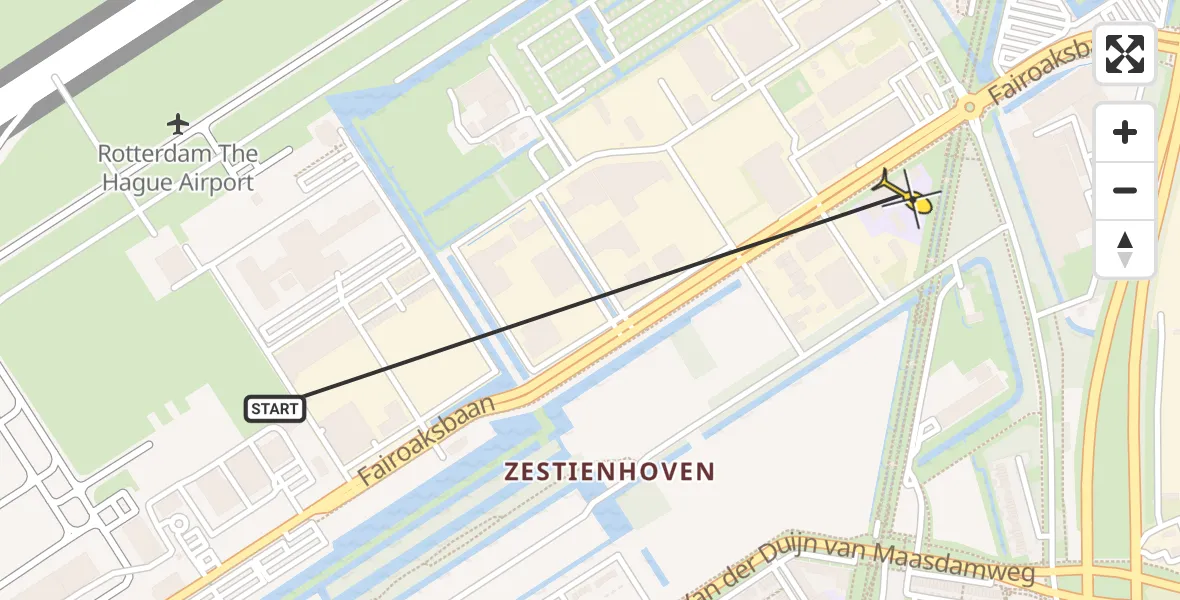 Routekaart van de vlucht: Lifeliner 2 naar Rotterdam The Hague Airport, Woensdrechtstraat