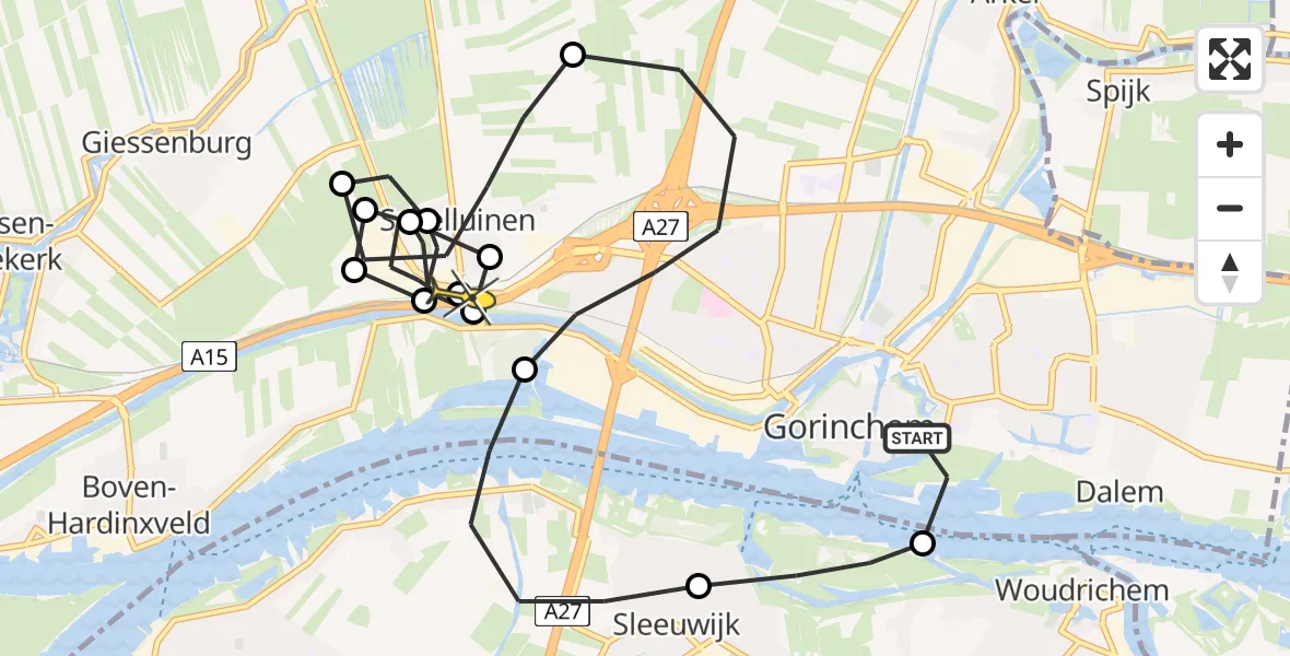 Routekaart van de vlucht: Lifeliner 2 naar Hardinxveld-Giessendam, Vinkenhaven