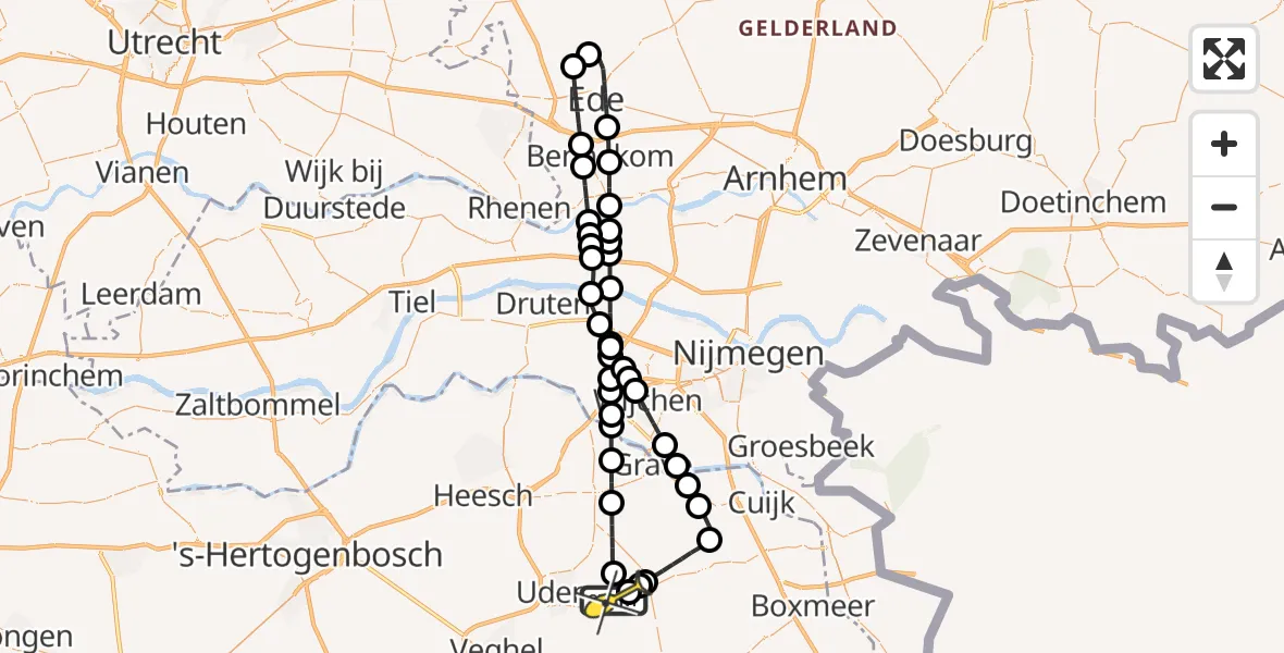 Routekaart van de vlucht: Lifeliner 3 naar Vliegbasis Volkel, Houtvennen