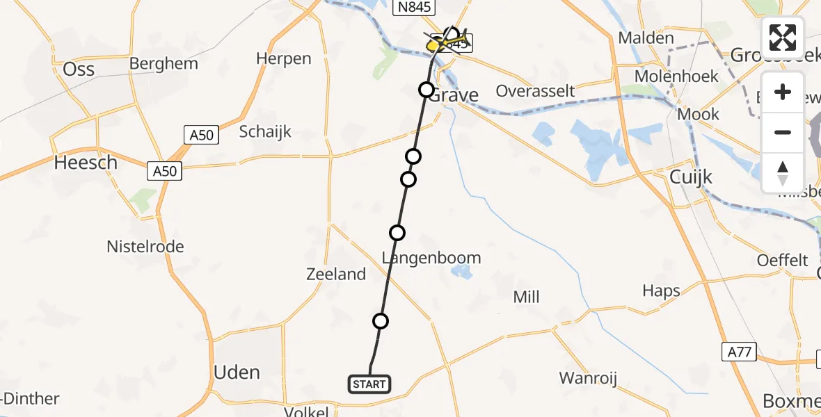 Routekaart van de vlucht: Lifeliner 3 naar Wijchen, Houtvennen