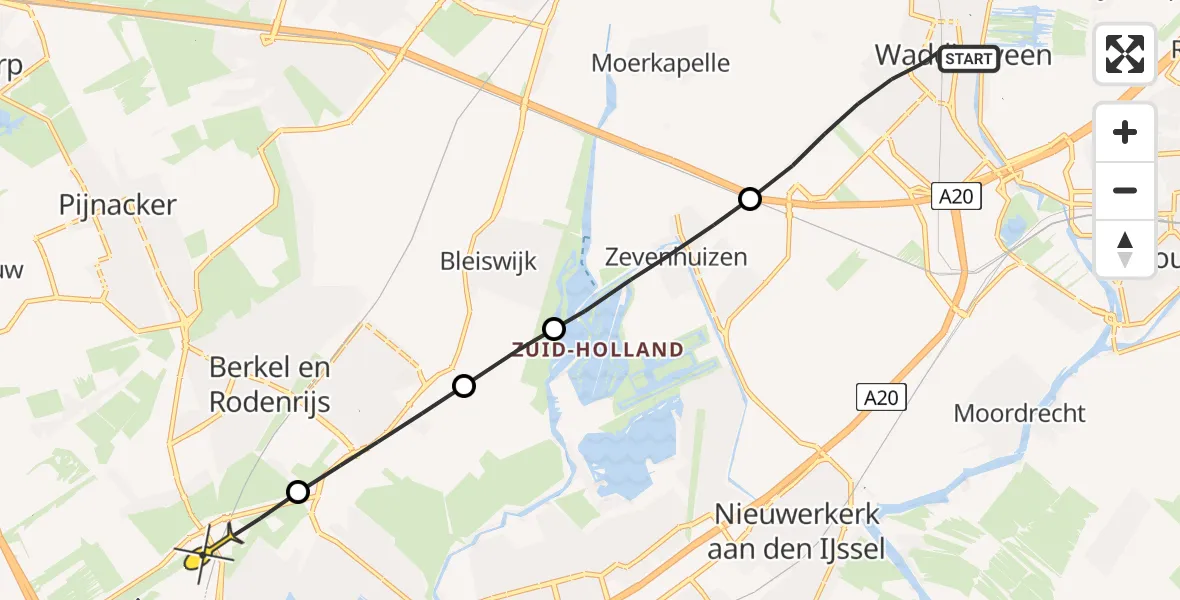 Routekaart van de vlucht: Lifeliner 2 naar Rotterdam, Nicolaaserf