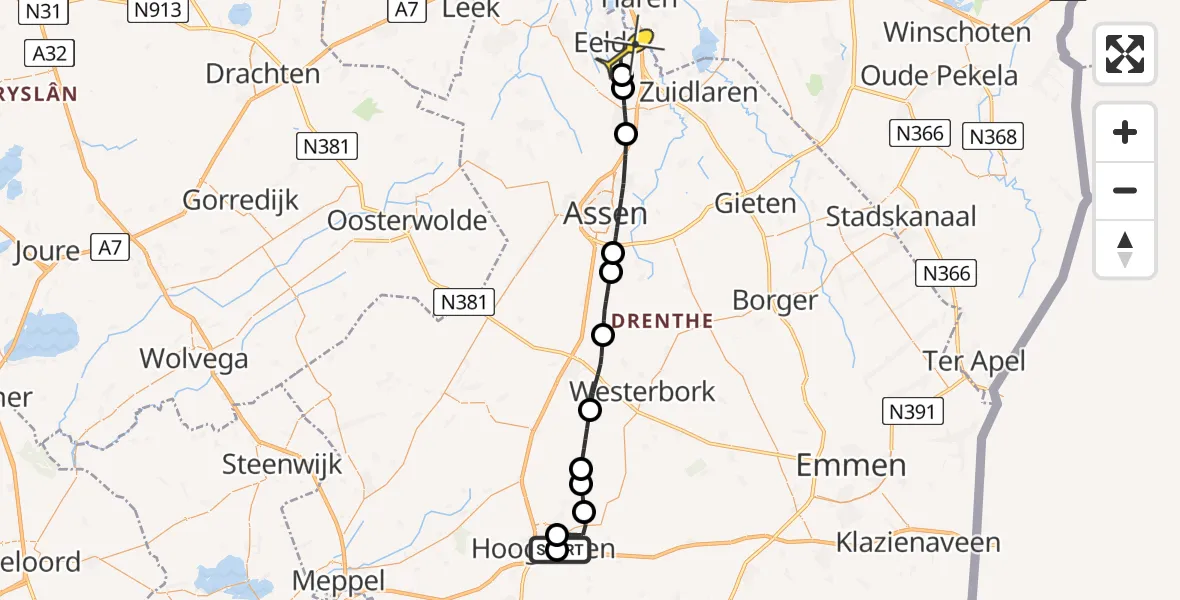 Routekaart van de vlucht: Lifeliner 4 naar Groningen Airport Eelde, Doctor Anton Philipsstraat