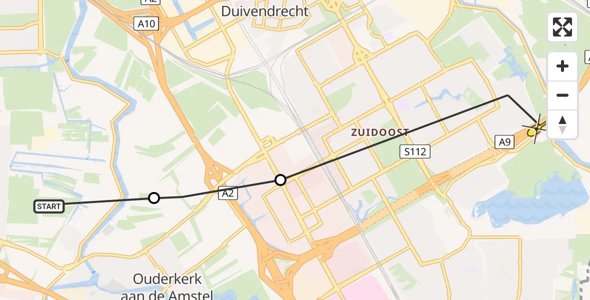 Routekaart van de vlucht: Politieheli naar Amsterdam, Binnenweg