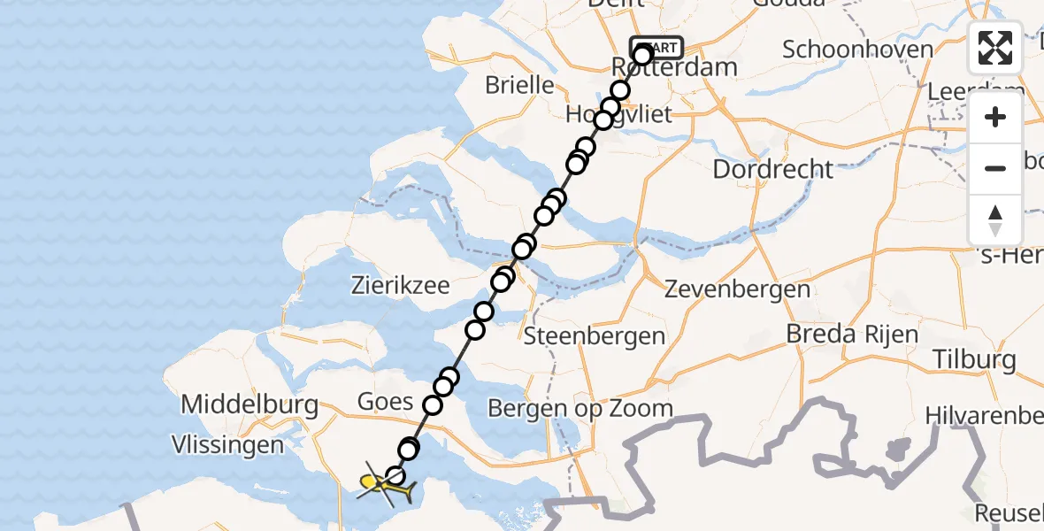 Routekaart van de vlucht: Lifeliner 2 naar Baarland, Legakkerpad
