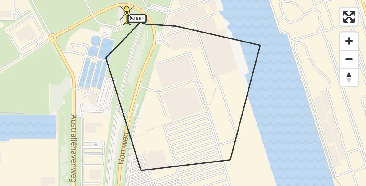 Routekaart van de vlucht: Lifeliner 1 naar Amsterdam Heliport, Maltaweg