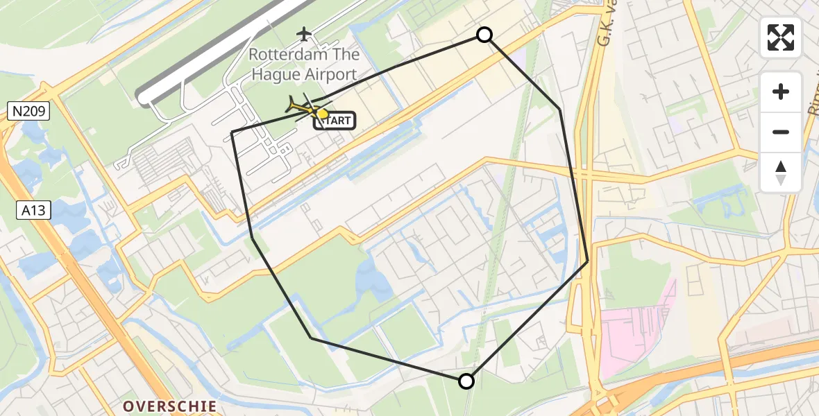 Routekaart van de vlucht: Lifeliner 2 naar Rotterdam The Hague Airport, Ypenburgstraat