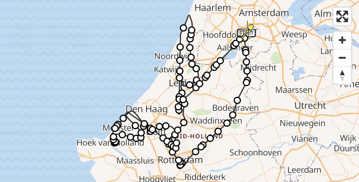Vluchtroute Politiehelikopter van Schiphol naar Schiphol