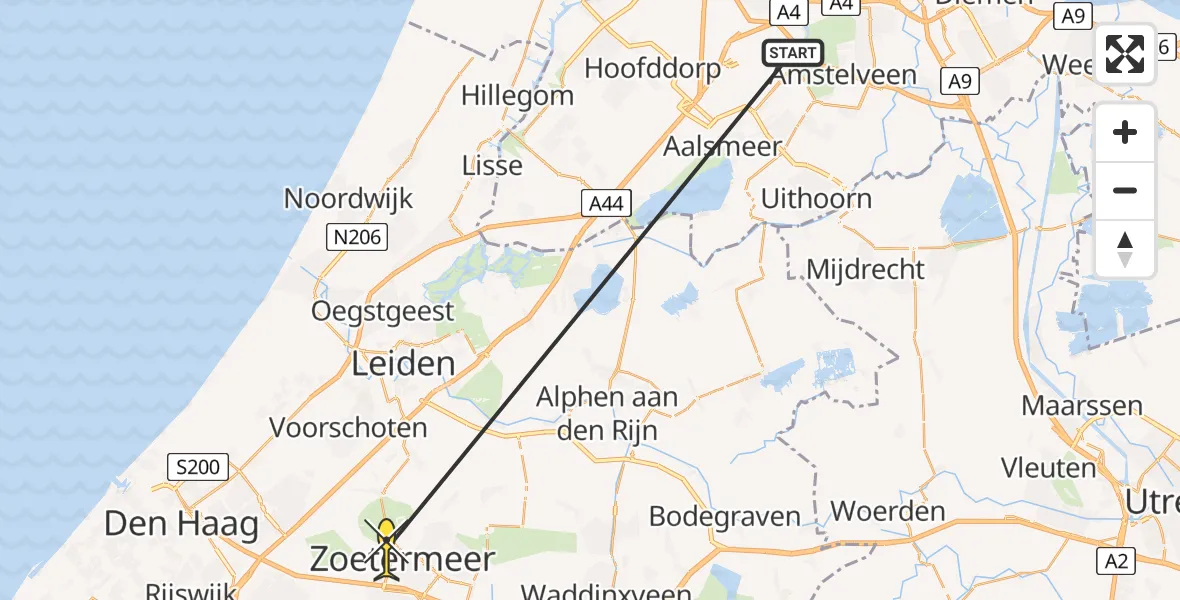 Routekaart van de vlucht: Politieheli naar Zoetermeer, Symfoniepad