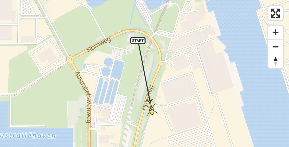 Routekaart van de vlucht: Lifeliner 1 naar Amsterdam Heliport, Lipariweg