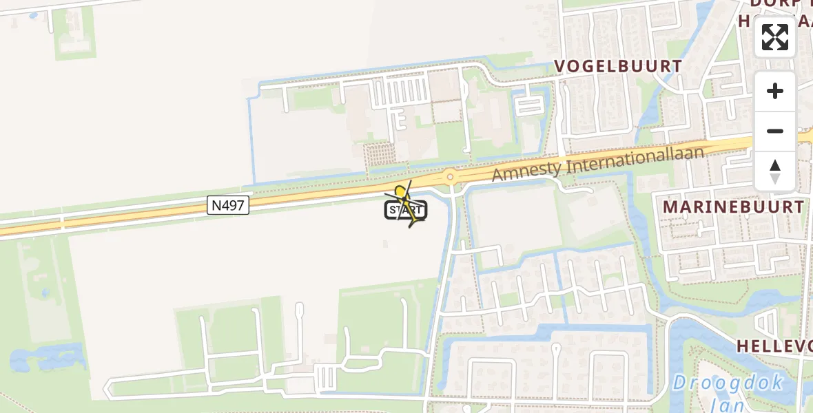 Routekaart van de vlucht: Lifeliner 2 naar Hellevoetsluis, Provincialeweg