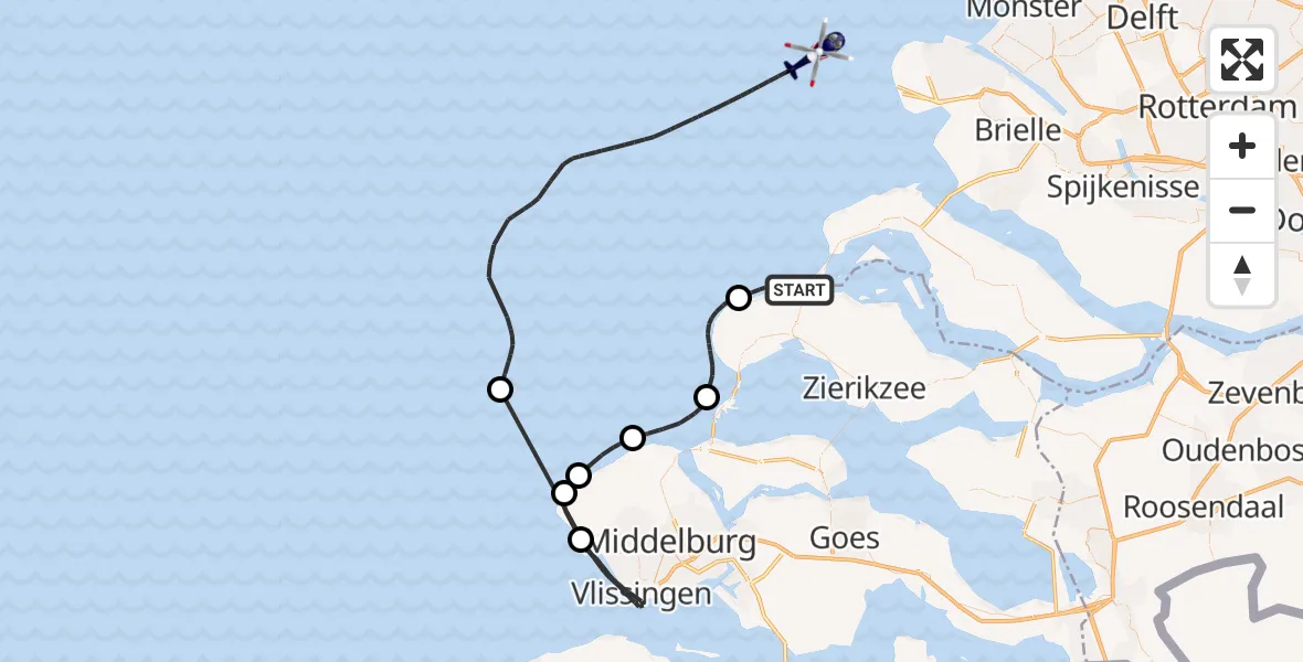 Vluchtroute Politiehelikopter Renesse - , 14 augustus 2025, 07:37