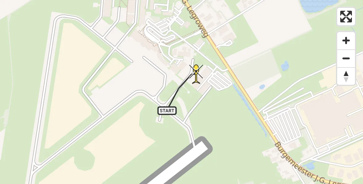 Routekaart van de vlucht: Ambulanceheli naar Groningen Airport Eelde, Machlaan