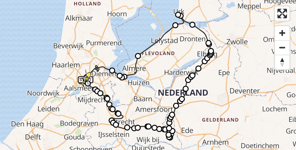 Routekaart van de vlucht: Politieheli naar Schiphol, Thermiekstraat