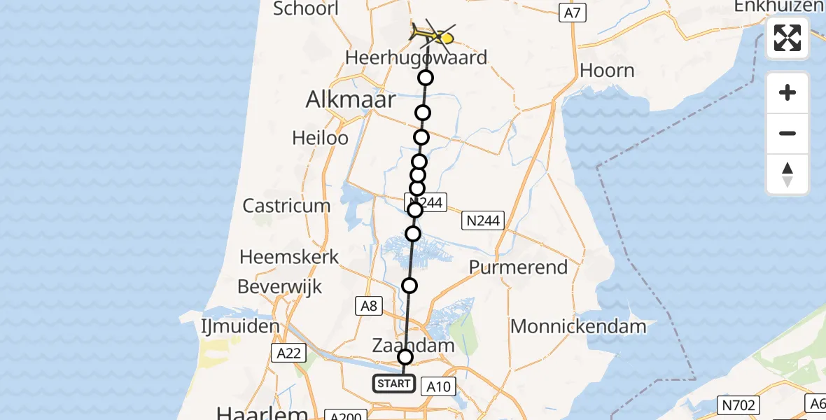 Routekaart van de vlucht: Lifeliner 1 naar Heerhugowaard, Elbaweg