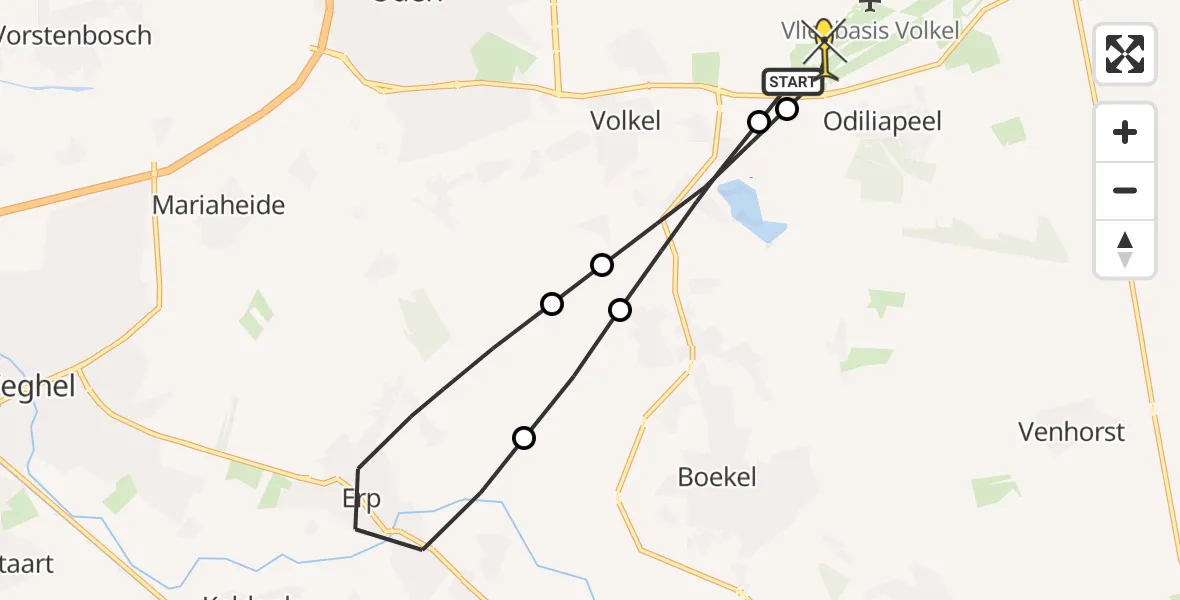 Routekaart van de vlucht: Lifeliner 3 naar Vliegbasis Volkel, Luttelweg